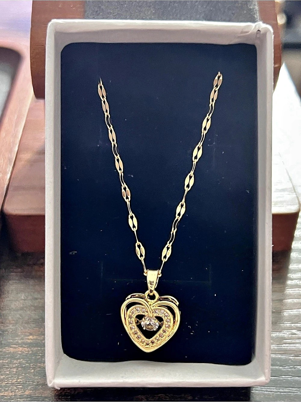 Gold-Tone Heart Pendant Necklace Like New